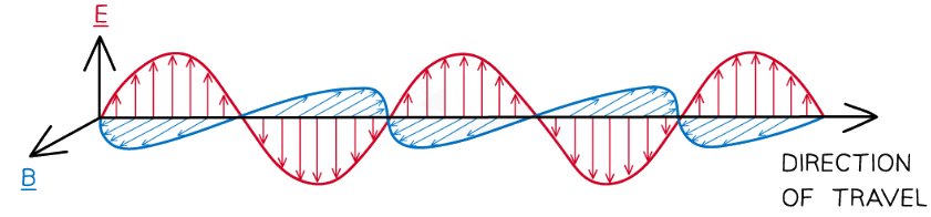 Oscillating electric and magnetic fields in an electromagnetic wave