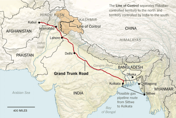 Map showing G.T. Road
