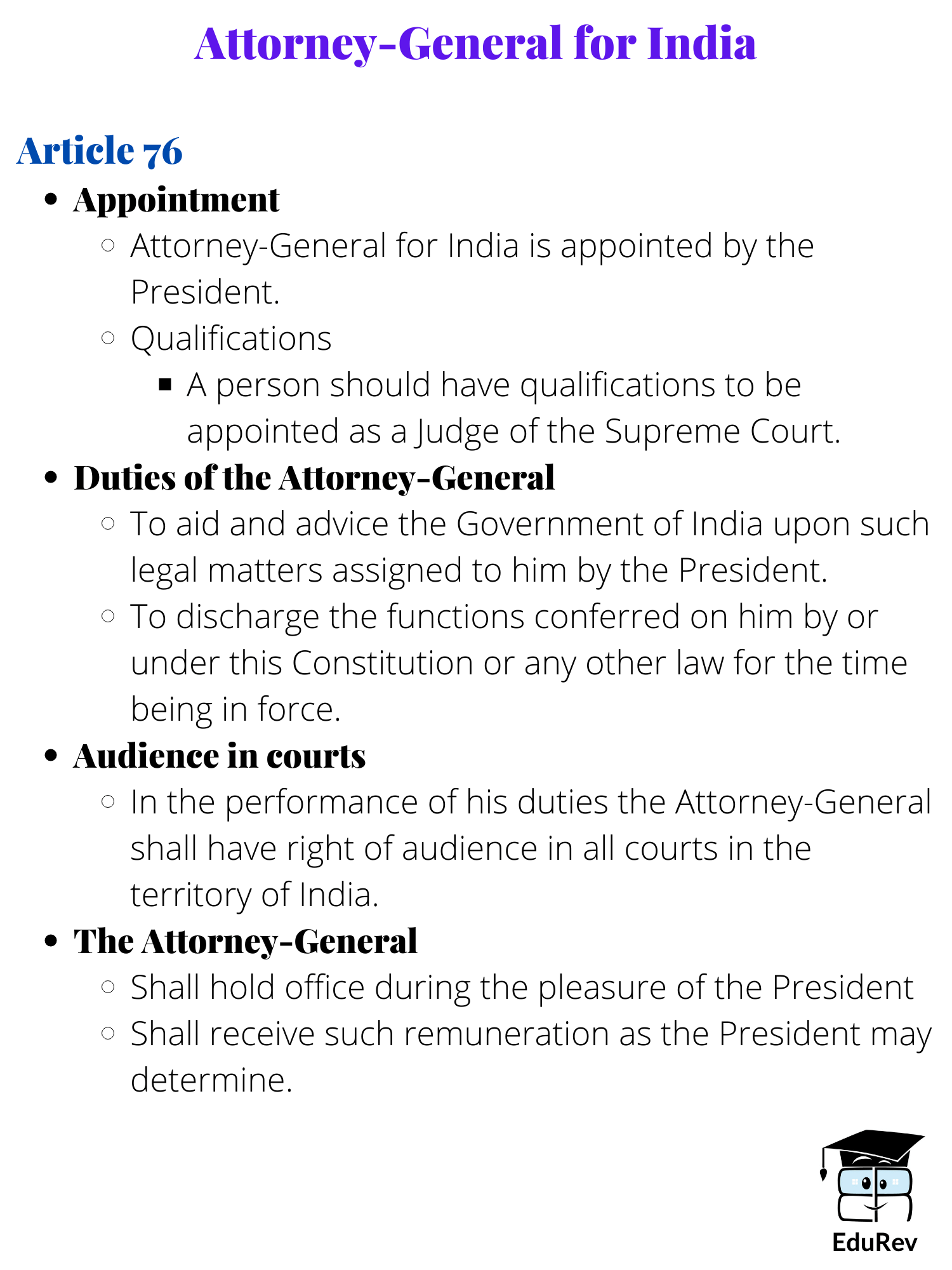 Mindmap: Attorney General of India | Indian Polity for UPSC CSE