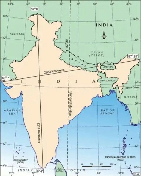 भारतीय भौगोलिक विस्तार और सीमाएँ | यूपीएससी सीएसई के लिए भूगोल (Geography) - UPSC