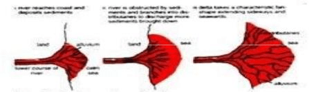 डेल्टा के गठन(ए) एक डेल्टा के गठन में चरणों