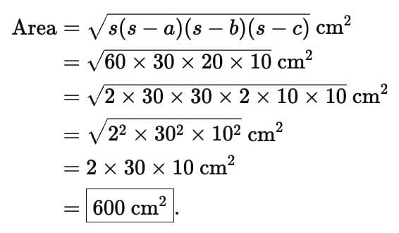Class 9 Maths Chapter 10 Question Answers - Heron’s Formula