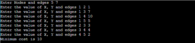 Implementation of Kruskal`s algorithm