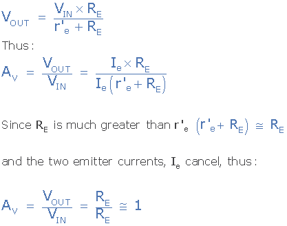 Common Collector Amplifier Voltage Gain