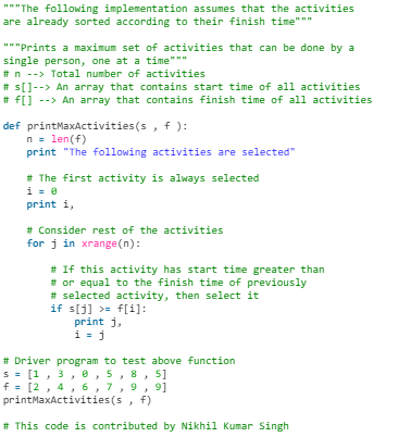 Activity Selection Problem | Algorithms - Computer Science Engineering (CSE)