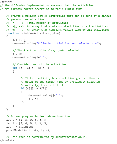 Activity Selection Problem | Algorithms - Computer Science Engineering (CSE)