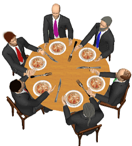 Five Philosophers sitting around the table