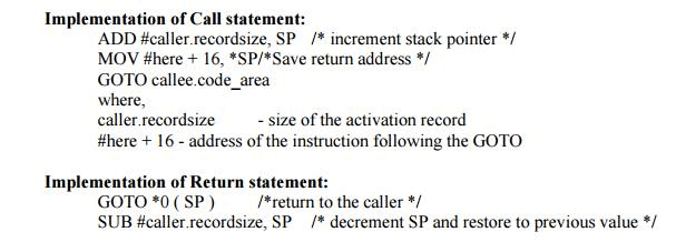 Run-Time Storage Management - Code Generation, Computer Science and IT Engineering - Computer Science Engineering (CSE)
