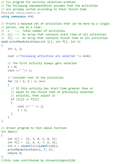 Activity Selection Problem | Algorithms - Computer Science Engineering (CSE)