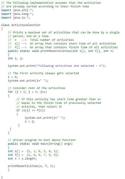Activity Selection Problem | Algorithms - Computer Science Engineering (CSE)