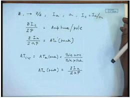 Calculating armature ampere-turns (peak) and conductor current