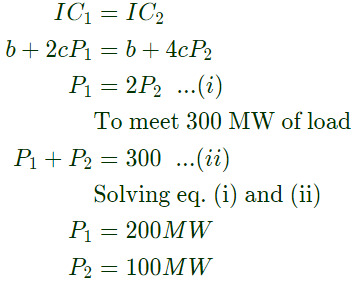 Previous Year Questions- Economic Power Generation and Load Dispatch | Power Systems - Electrical Engineering (EE)