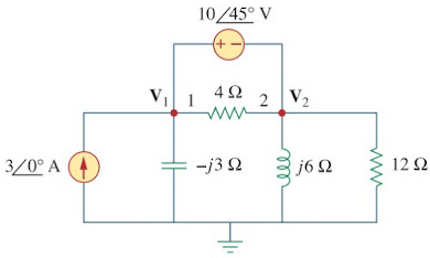 Example of supernode ac circuit analysis 