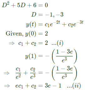 Previous Year Questions- Differential Equations | Engineering Mathematics for Electrical Engineering - Electrical Engineering (EE)