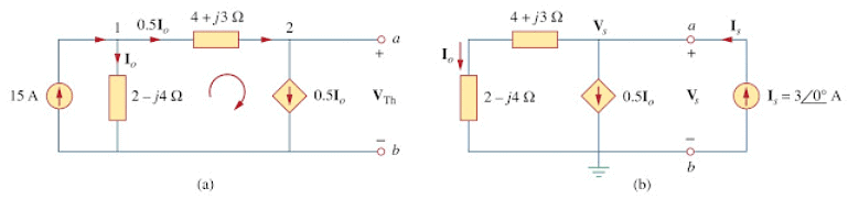 The solution of Figure.(a) finding VTh, (b) finding ZTh
