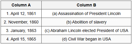 Match the following
