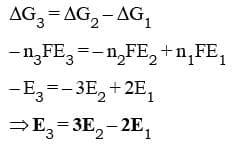 Use of Δg in Relating EMF Values of Half Cell Reactions