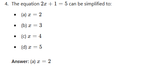 Unit Test (Solutions): Linear Equations in a Variable - Class 8