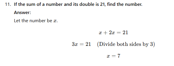 Unit Test (Solutions): Linear Equations in a Variable - Class 8