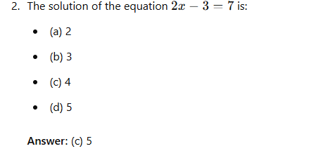 Unit Test (Solutions): Linear Equations in a Variable - Class 8