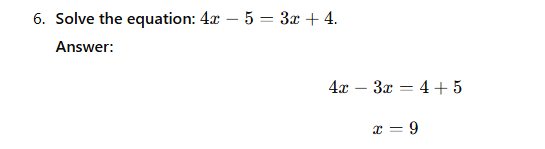Unit Test (Solutions): Linear Equations in a Variable - Class 8