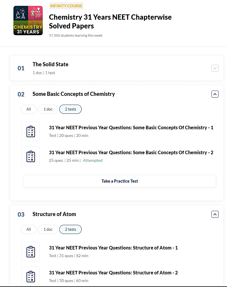 What do you get under the EduRev Infinity Package for Chemistry? | Chemistry Class 12 - NEET