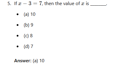 Unit Test (Solutions): Linear Equations in a Variable - Class 8