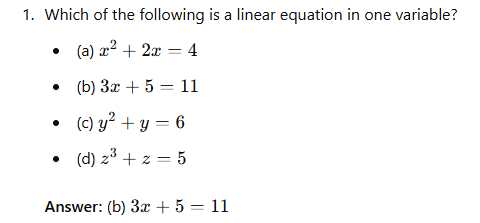 Unit Test (Solutions): Linear Equations in a Variable - Class 8