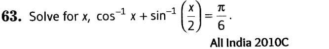 Inverse Of Trigonometric Functions (Important Questions) Class12th 2019 - CBSE/Schools