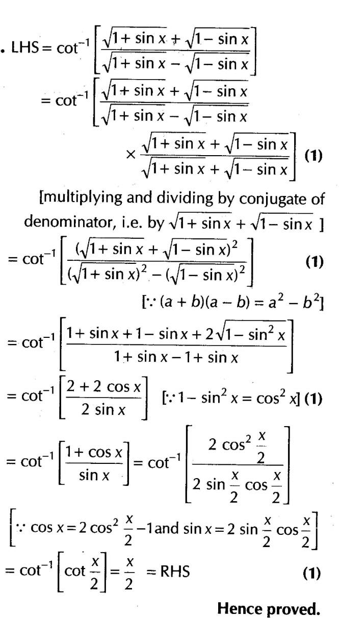 Inverse Of Trigonometric Functions (Important Questions) Class12th 2019 - CBSE/Schools