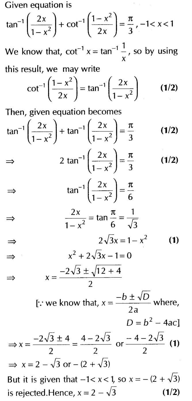 Inverse Of Trigonometric Functions (Important Questions) Class12th 2019 - CBSE/Schools