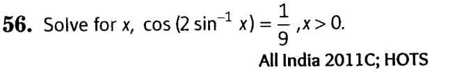 Inverse Of Trigonometric Functions (Important Questions) Class12th 2019 - CBSE/Schools