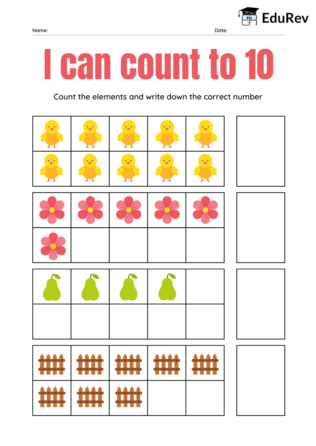 Visual Worksheets: I can count to 10 - 2 | Maths for LKG