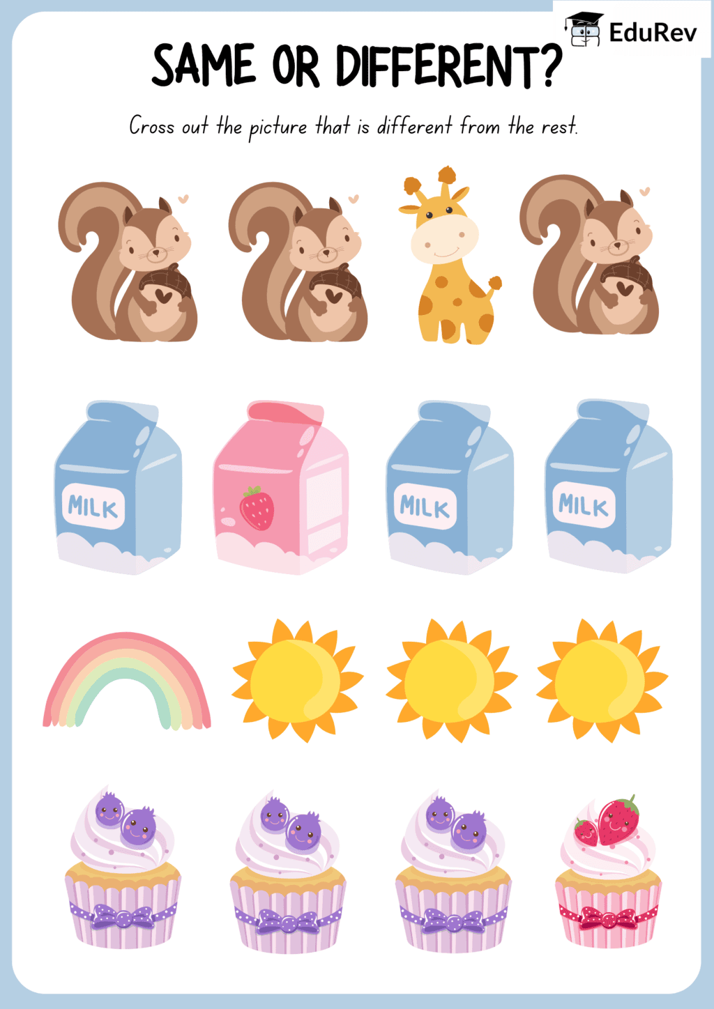 Printable Worksheet: Same or Different? | Maths for LKG