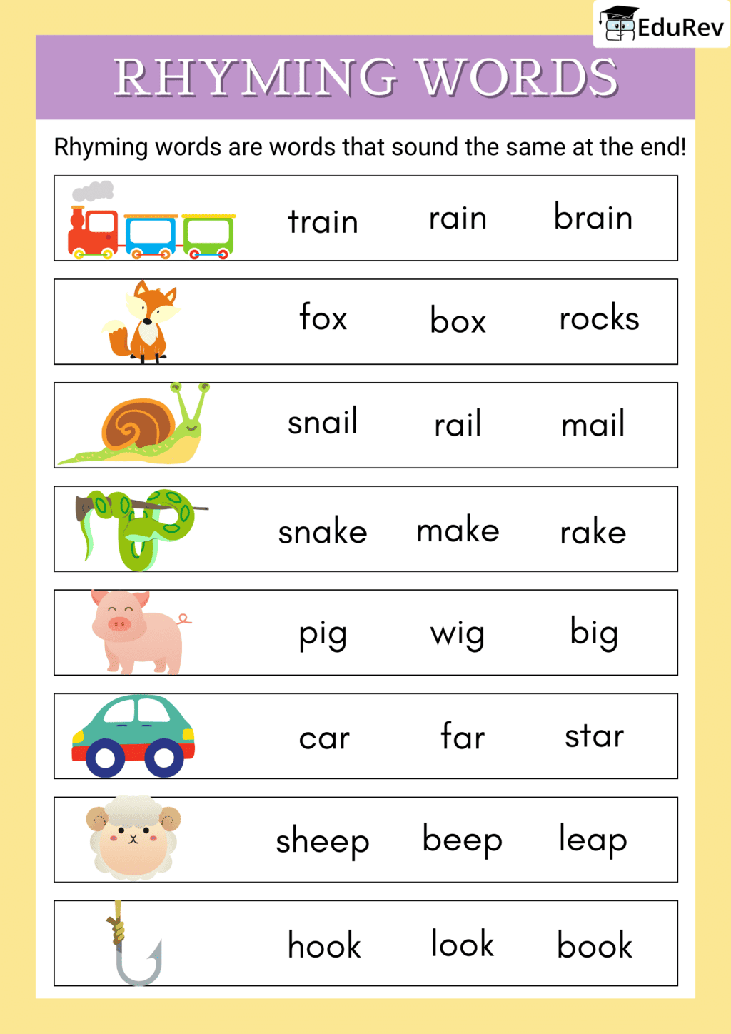 Printable Poster: Rhyming Words | English for LKG