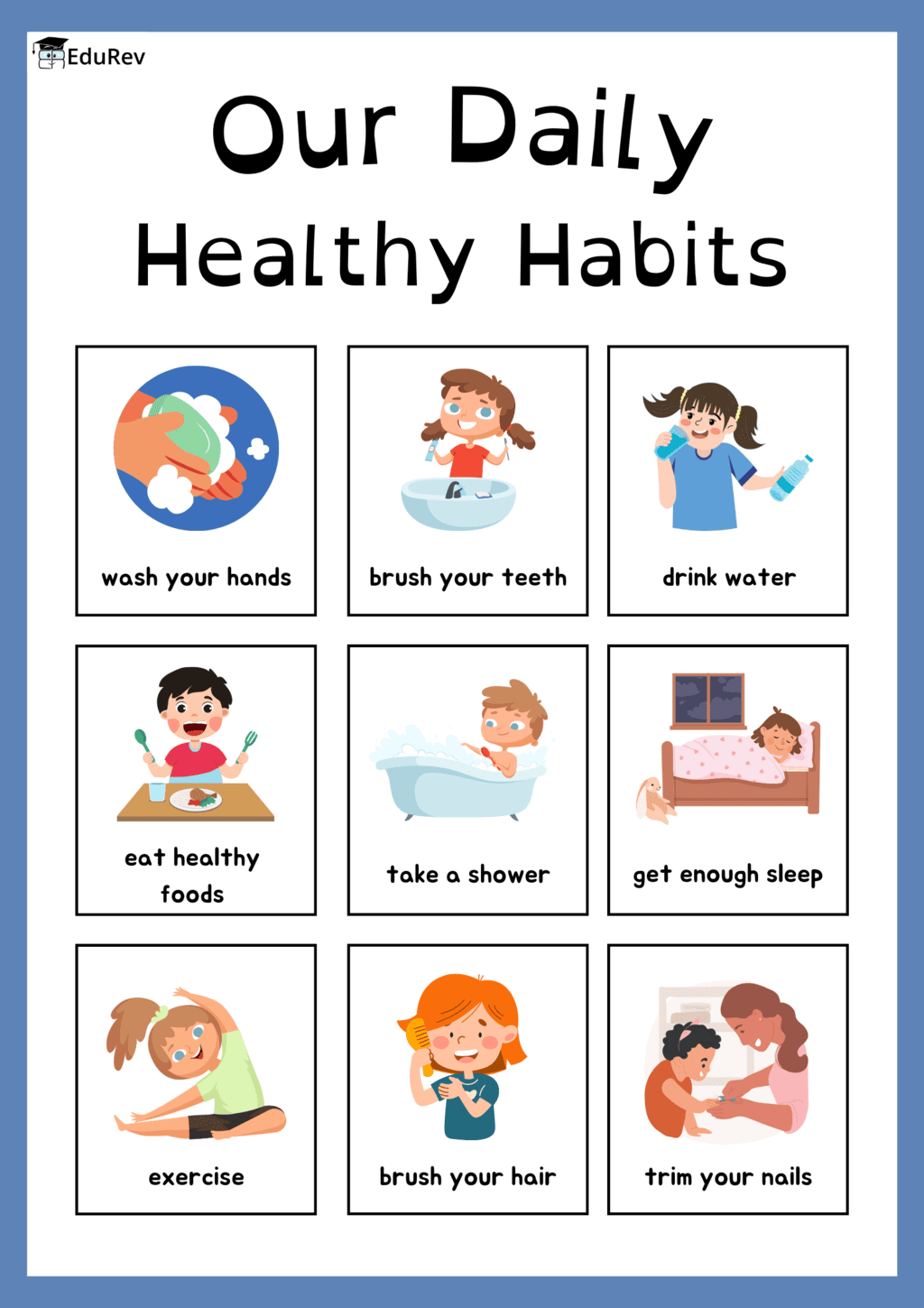 Printable Poster: Our Daily Healthy Habits | EVS for UKG