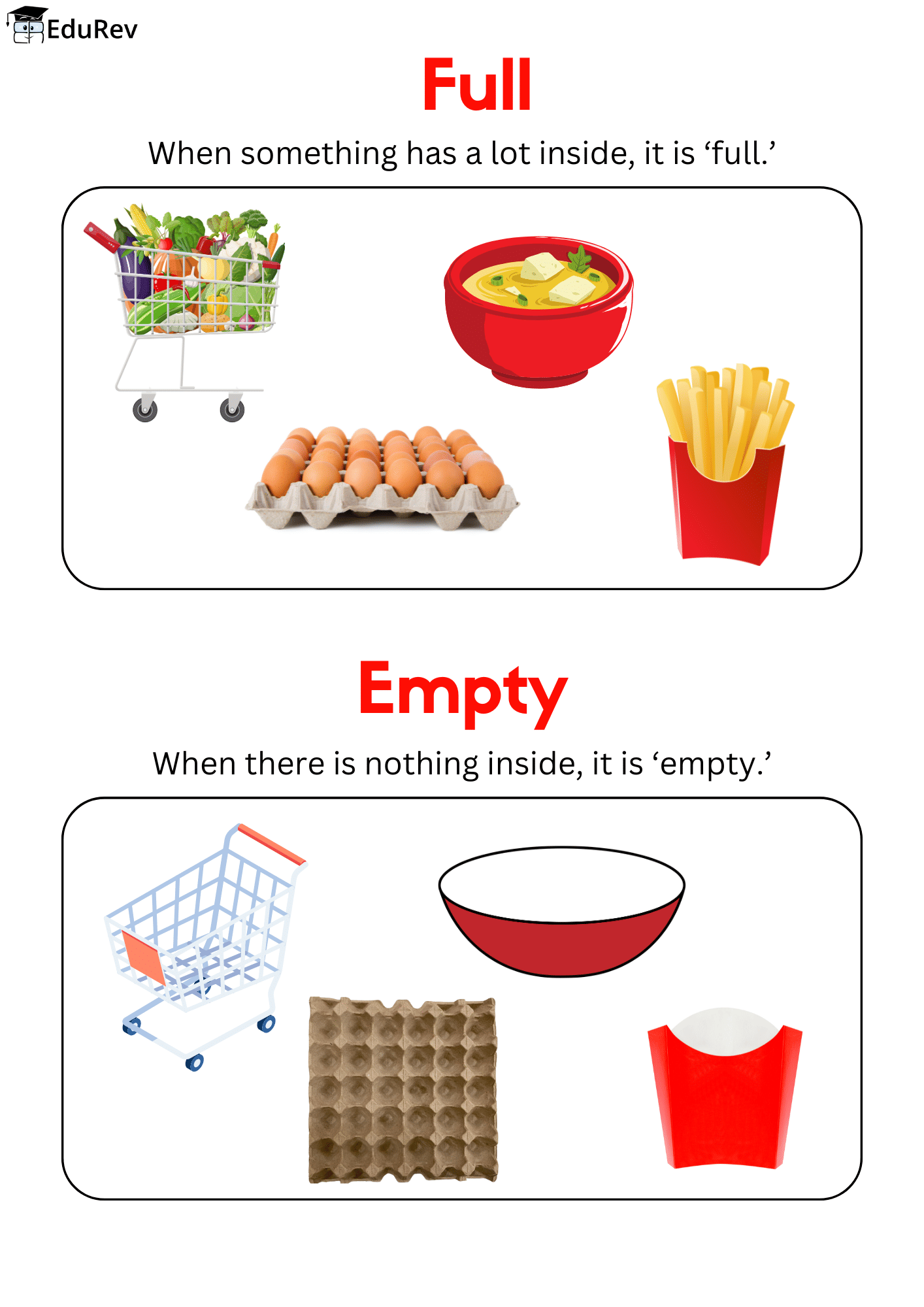 Printable Poster: Full and Empty | Maths for UKG