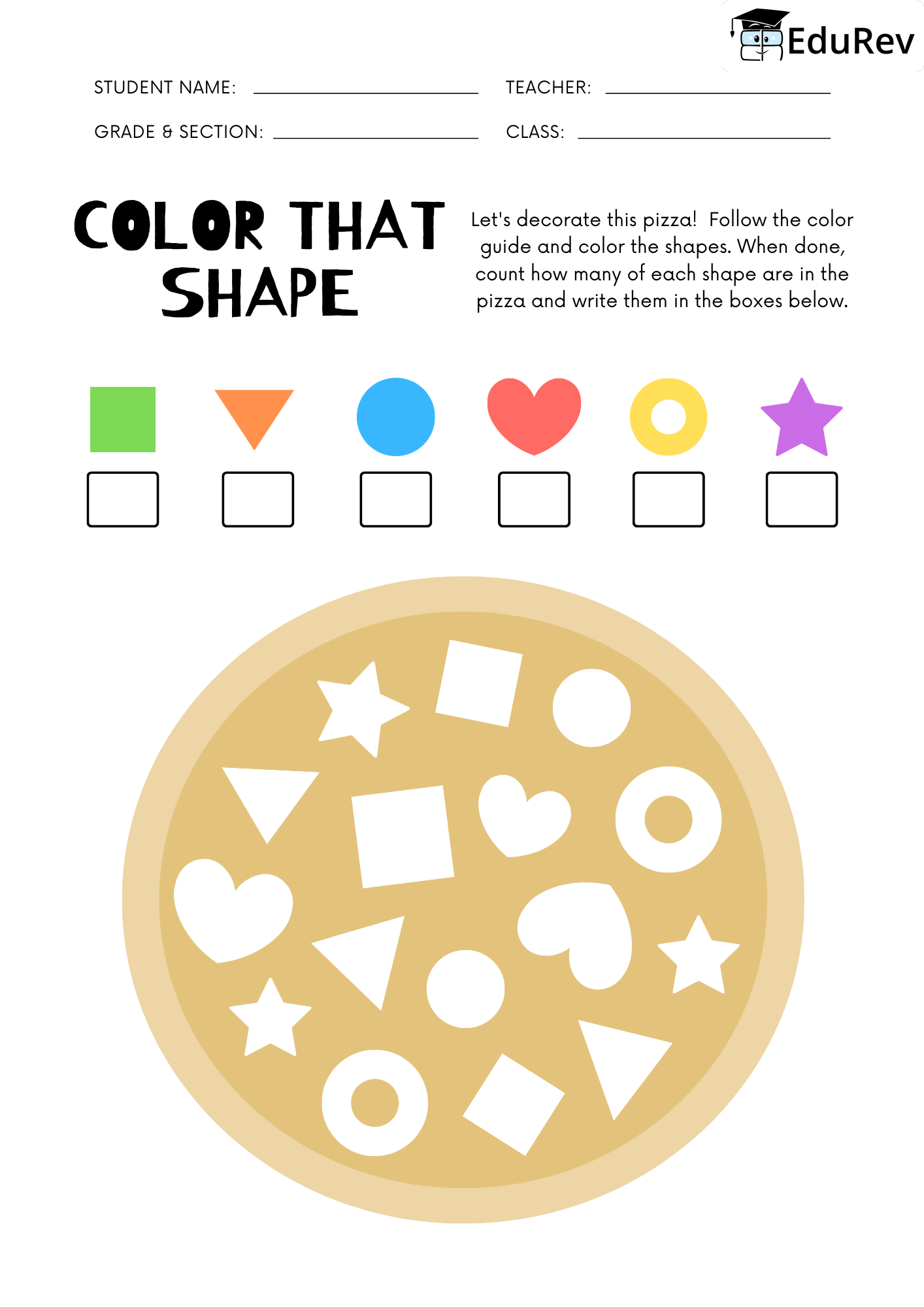 Visual Worksheets - Colour the shapes in the Bowl | Maths for LKG