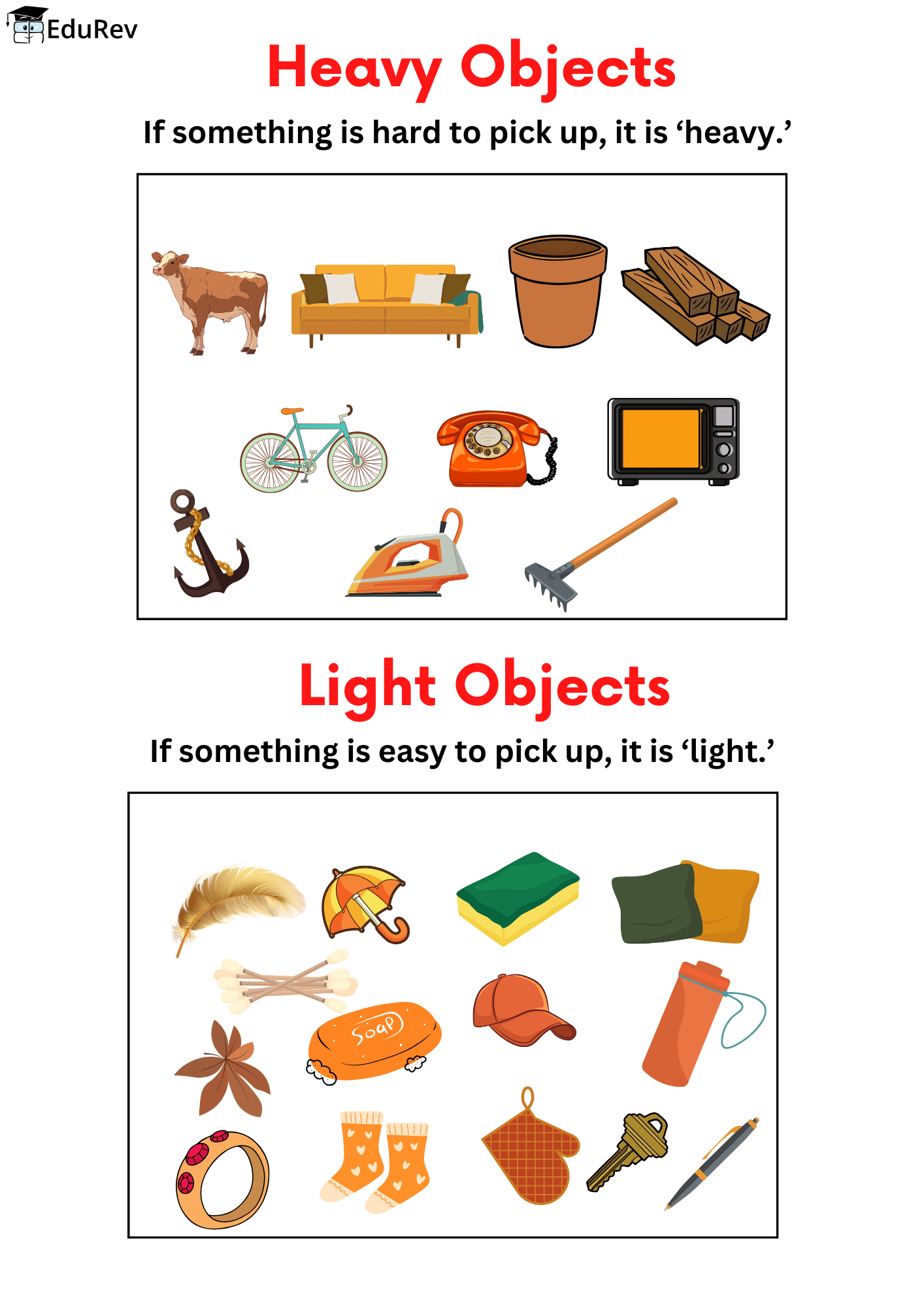 Printable Poster: Heavy and Light | Maths for UKG