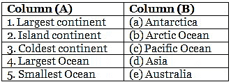 The Earth- Oceans and Continents - 1 Class 3 Worksheet SST