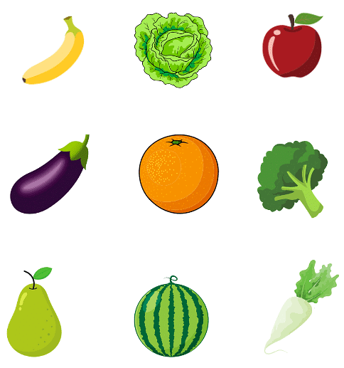 Worksheet: Fruits & Vegetables | EVS for LKG