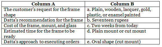 Worksheet with solutions: The Gold Frame Class 8 Worksheet English