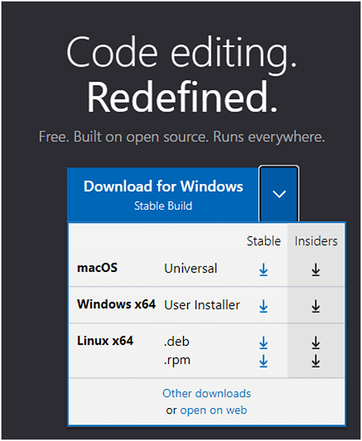Download Page: VS Code 