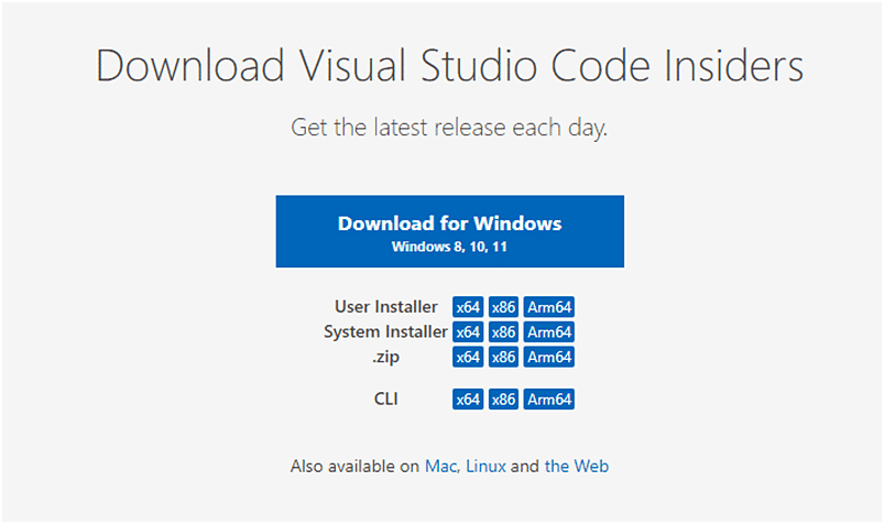 Download Page: VS Code Insiders