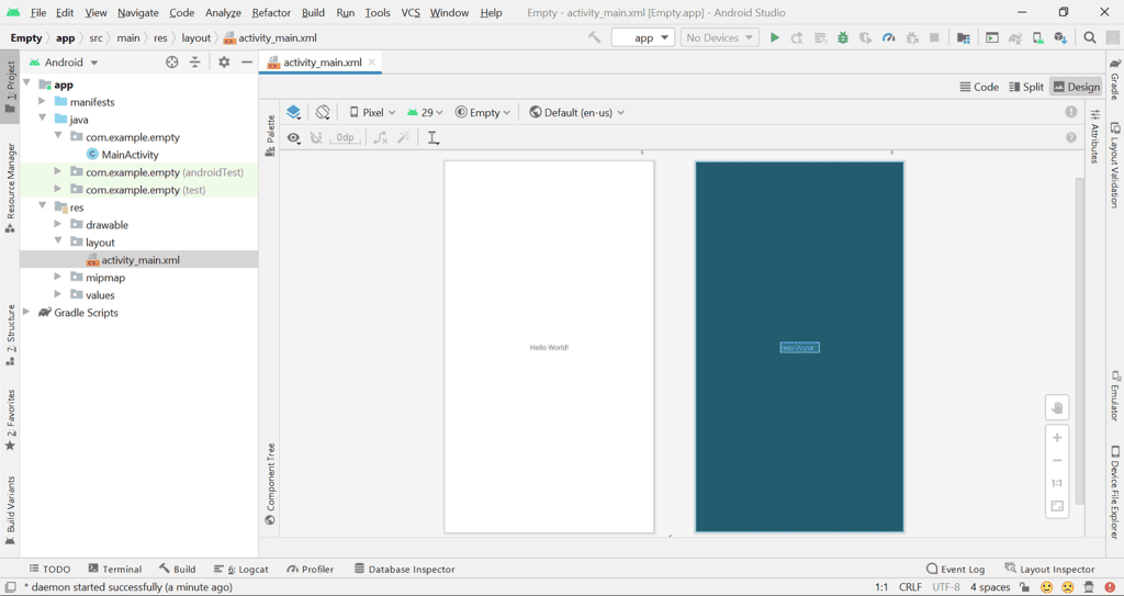 android studio: create a first interactive... Different Types of Activities in Android Studio - Software Development