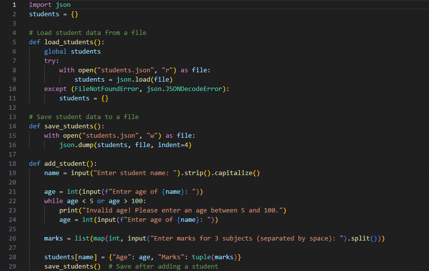 Project Solution: Student Management System P8 | Basics of Python - Software Development