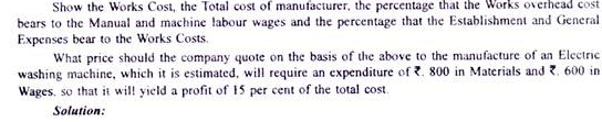 Calculation of Tender or Quotation - Overheads, Cost Accounting - B Com