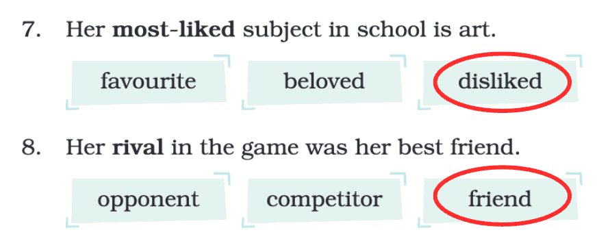 A. Circle the word that does not have the same meaning as the word in bold.