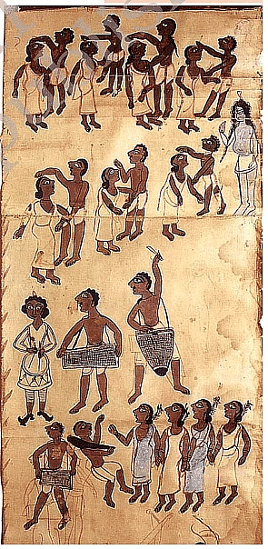 Tribal dance, Santal painted scroll