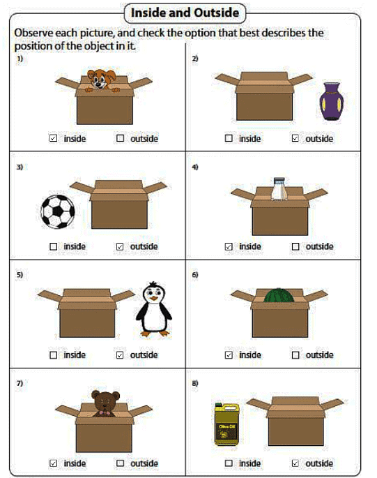 Worksheet Solutions: Inside and Outside | Maths for LKG